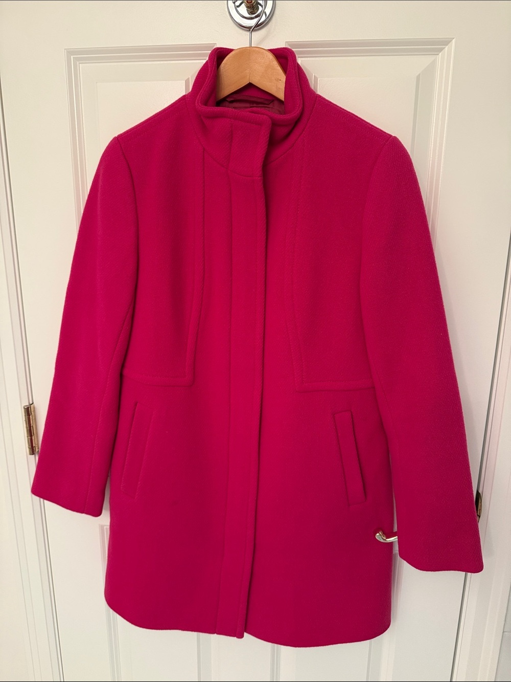 TALBOTS Fuchsia/hot pink Wool Blend Coat - Classic Stand Collar